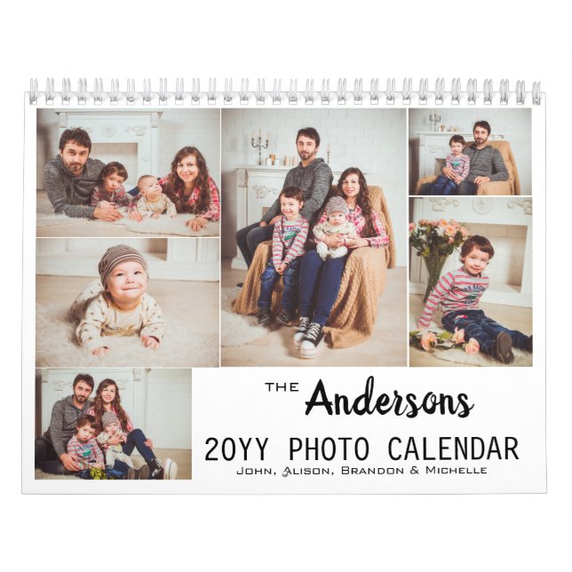 Personlig Modern Family Photo Collage Kalender (Omslag)