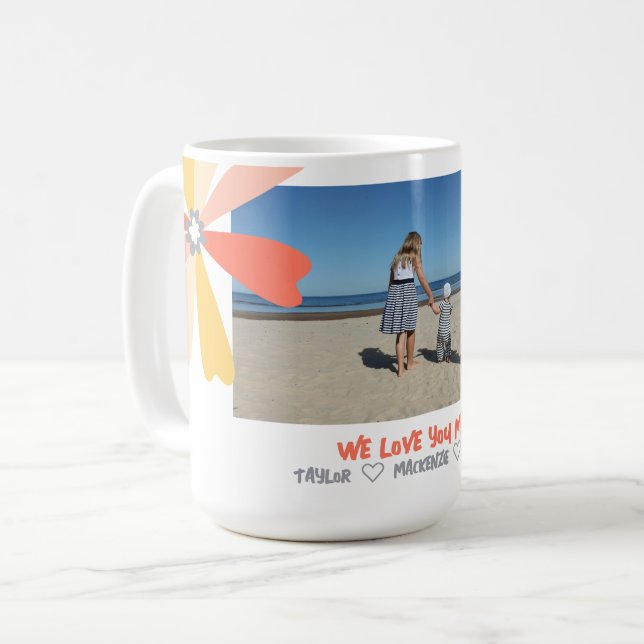 Personlig Modern färglös text och foto Kaffemugg (Framsida vänster)