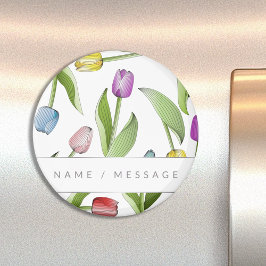 Personlig Modern Färgrik Tulpan Blommig Magnet