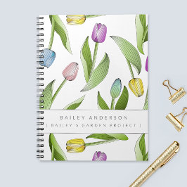 Personlig Modern Färgrik Tulpan Blommig Mönster Anteckningsbok