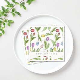 Personlig modern färgrik tulpanblommig mönster pappersservett