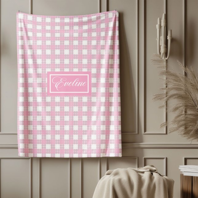 Personlig modern filt mjuk rosa rutig känsla (Personalized Modern Blanket Soft Pink Plaid Touch)