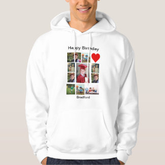 Personlig Modern födelsedag 11 Fotokollage Hoodie
