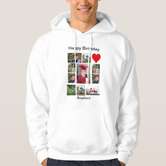 Personlig Modern födelsedag 11 Fotokollage Hoodie (Framsida)