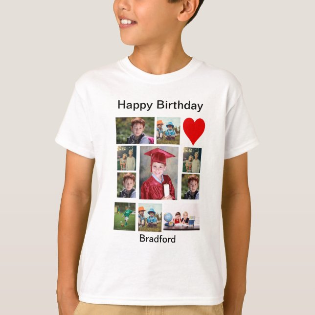 Personlig Modern födelsedag 11 Fotokollage T Shirt (Framsida)
