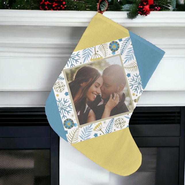 Personlig - Modern foto Stor Julstrumpa (Christmas Personalized Modern Photo Large Christmas Stocking from Ricaso. Photo gifts )