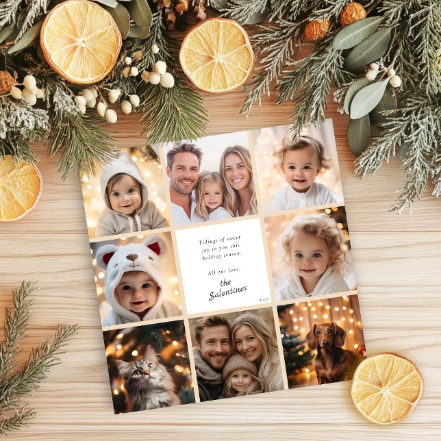 Personlig modern fotokollage jul julkort (Personalized Modern Photo Collage Christmas Holiday Card)