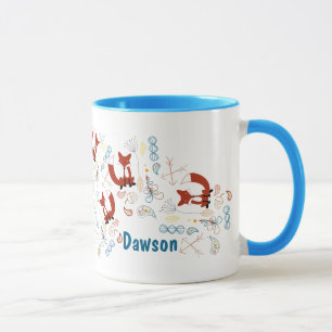 Personlig Modern Fox Woodland Mönster Mugg