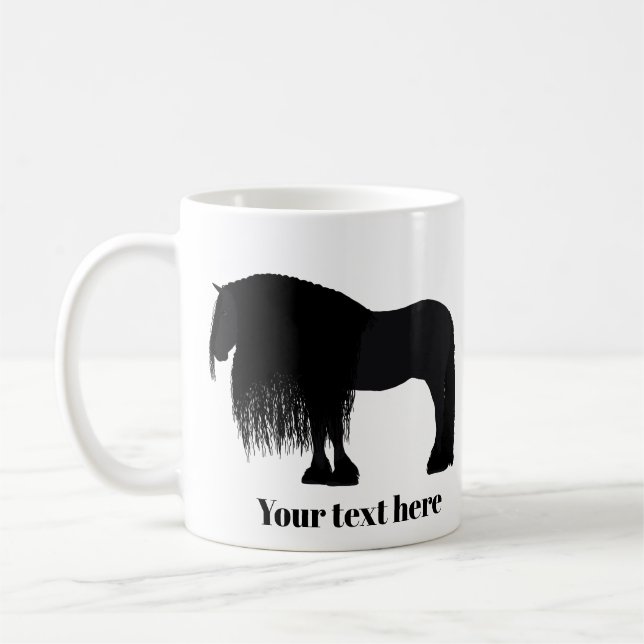 Personlig Modern Friesian Horse Illustration Kaffemugg (Vänster)