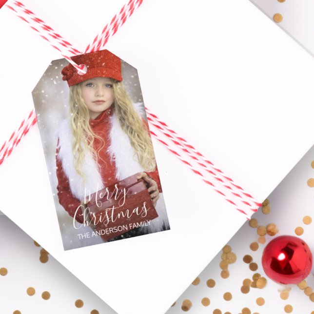 Personlig Modern God jul | FOTO Presentetikett (Personalized Modern Merry Christmas  PHOTO Gift Tags)