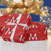Personlig Modern God jul Red Monogram