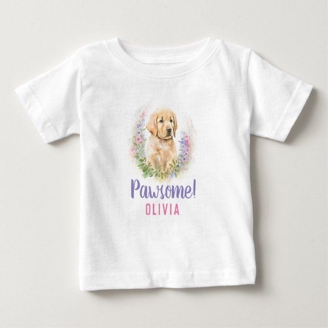 Personlig Modern Golden Retriever Puppy Hund T Shirt (Framsida)