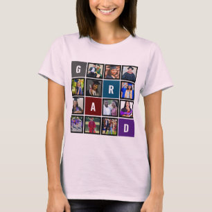 Personlig Modern Grad Photo Collage Studenten T Shirt