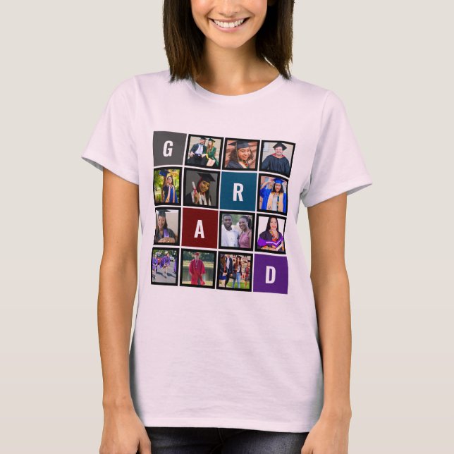 Personlig Modern Grad Photo Collage Studenten T Shirt (Framsida)