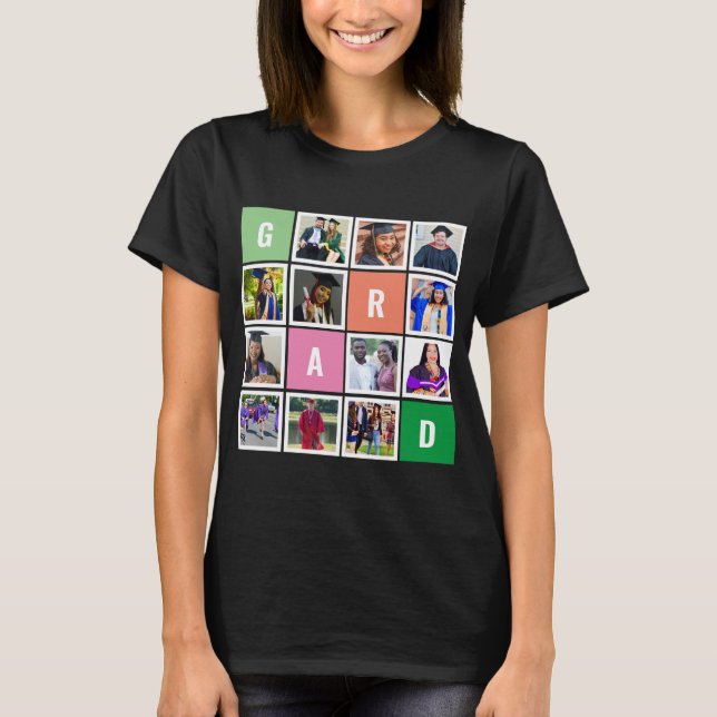 Personlig Modern Grad Photo Collage Studenten T Shirt (Framsida)