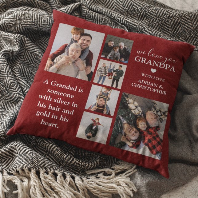 Personlig Modern Grandpa | 6 Foto Kudde (Skapare uppladdad)