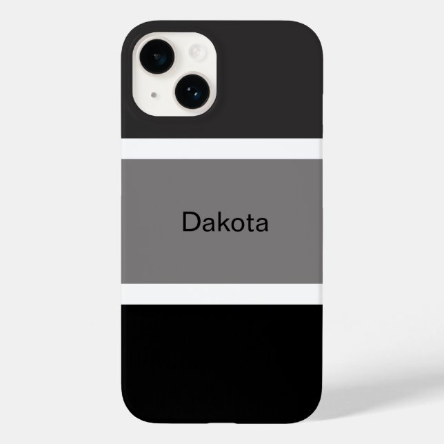 Personlig Modern Grått Black White Rand Namn (Baksida)