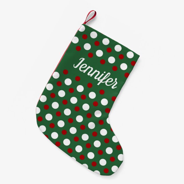 Personlig Modern Grön Röd Mönster Liten Julstrumpa (Framsidan (Hängande))