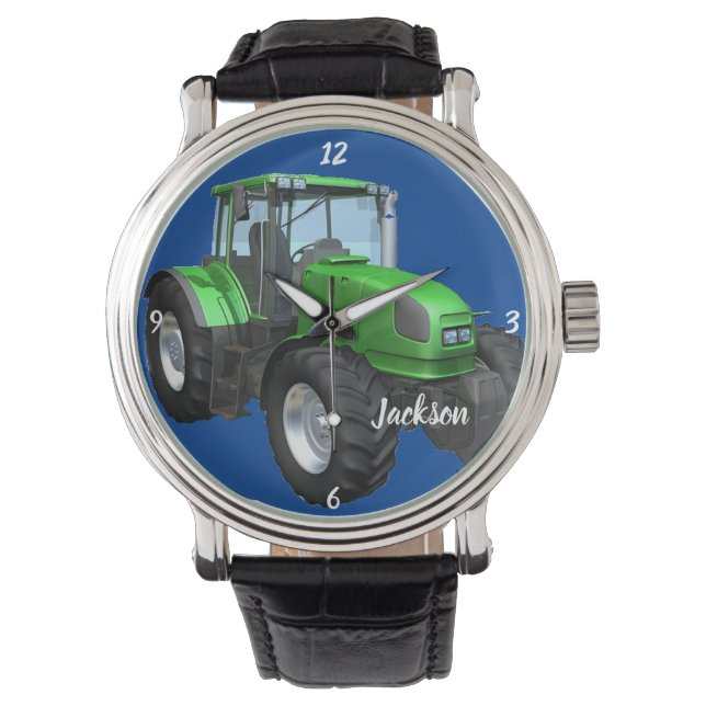 Personlig Modern Grönt Farm Tractor Armbandsur (Framsida)
