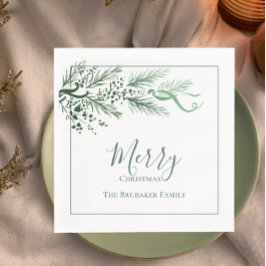 Personlig Modern Grönt Gräs unika jul Pappersservett