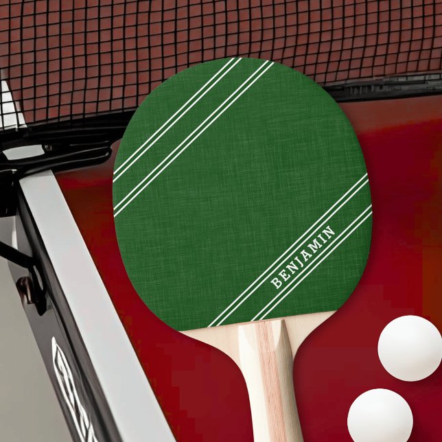 Personlig Modern Grönt White Player Namn Pingisracket (Green and White Ping Pong Paddle with Custom Player Name)