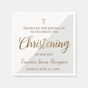 Personlig Modern guld Grått Boy Christening Pappersservett
