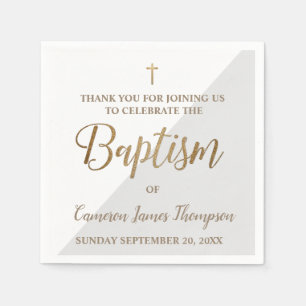 Personlig Modern guld GRÅTT och vit baptism Pappersservett
