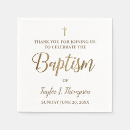 Personlig Modern guld och vit baptism Pappersservett