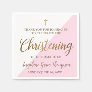 Personlig Modern guld rosa-flicka Christening Pappersservett