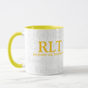 Personlig Modern Gult Monogram Mugg
