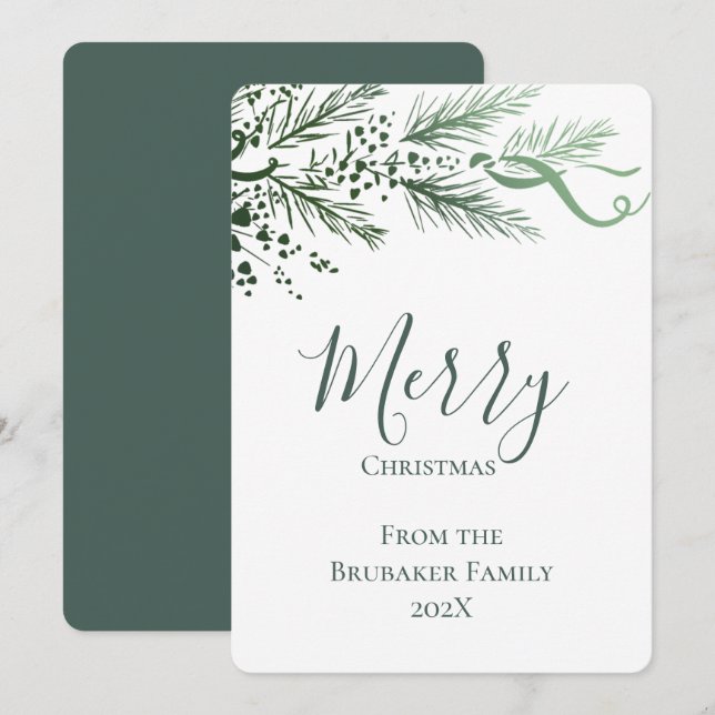 Personlig Modern Hand plockade Gräs jul Julkort (Fram/baksida)