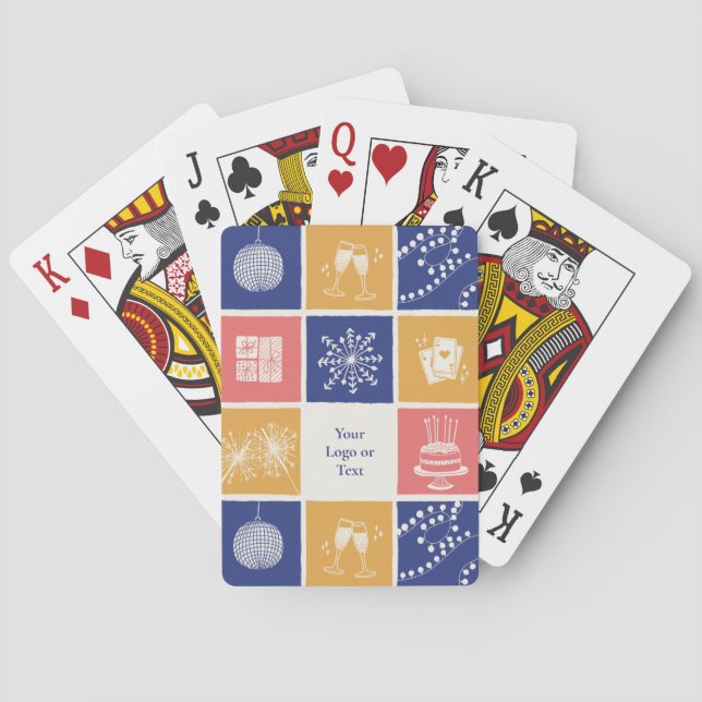 Personlig Modern Handritad Färgrik Nyår Casinokort (Baksidan)