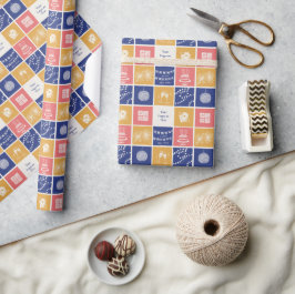 Personlig Modern Handritad Färgrik Nyår Presentpapper
