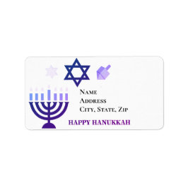Personlig modern Hannuká-menorah med Davidsstjärna Adressetikett