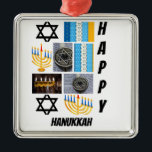 Personlig Modern Hanukkah 9 Photo Collage Julgransprydnad Metall<br><div class="desc">Personlig Modern Hanukkah 9 Photo Collage. Gör en unik produkt genom att använda egna foton och egen text.</div>