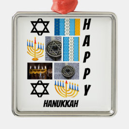 Personlig Modern Hanukkah 9 Photo Collage Julgransprydnad Metall
