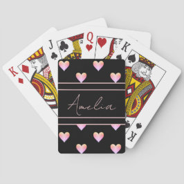 Personlig Modern Hearts Black Rosa Casinokort
