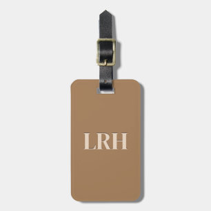 Personlig Modern Initial Contemporary Brown Bagagebricka
