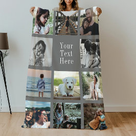 Personlig Modern Instagram Photo Collage Family Fleecefilt
