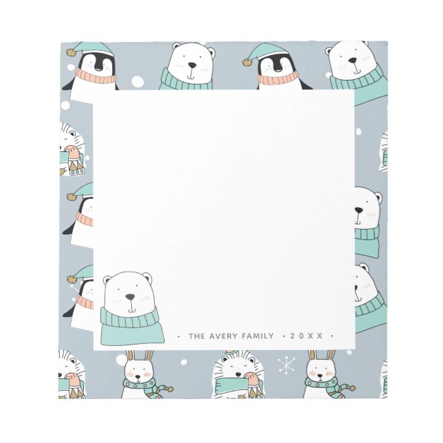 Personlig Modern julledda djur Anteckningsblock (Framsida)