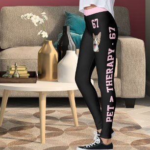 Personlig Modern Kattmamma Rosa Svart 67TH Dam Leggings