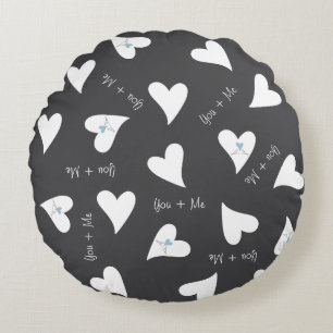 Personlig Modern Love birds Light Blue Heart Rund Kudde