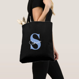 Personlig Modern Minimal Blå Monogram Tygkasse