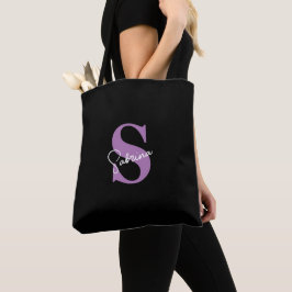 Personlig Modern Minimal Lavendelmonogram Tygkasse