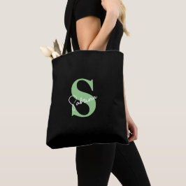 Personlig Modern Minimal Ljusgrön Monogram Tygkasse