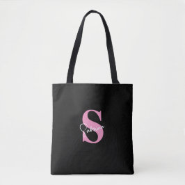 Personlig Modern Minimal Rosa Monogram Tygkasse