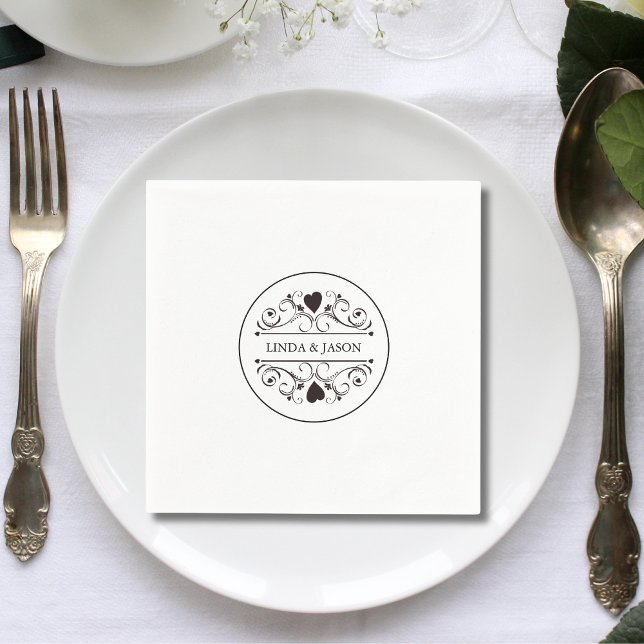 Personlig Modern Minimalistisk Bröllop Pappersservett (Personalized minimalist wedding napkins add clean elegance to your modern celebration.)