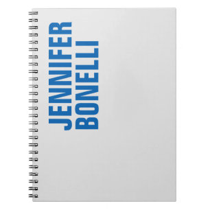 Personlig Modern minimalistisk fet text blå Anteckningsbok