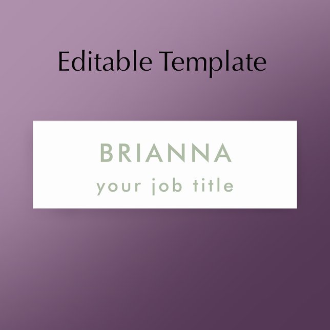 Personlig modern minimalistisk salviagrön skönhet namnbricka (Personalize this modern sage green name tag for a professional ID.
)