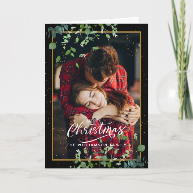 Personlig Modern, minimalt 1-fotojulkort Helgkort (Framsida)